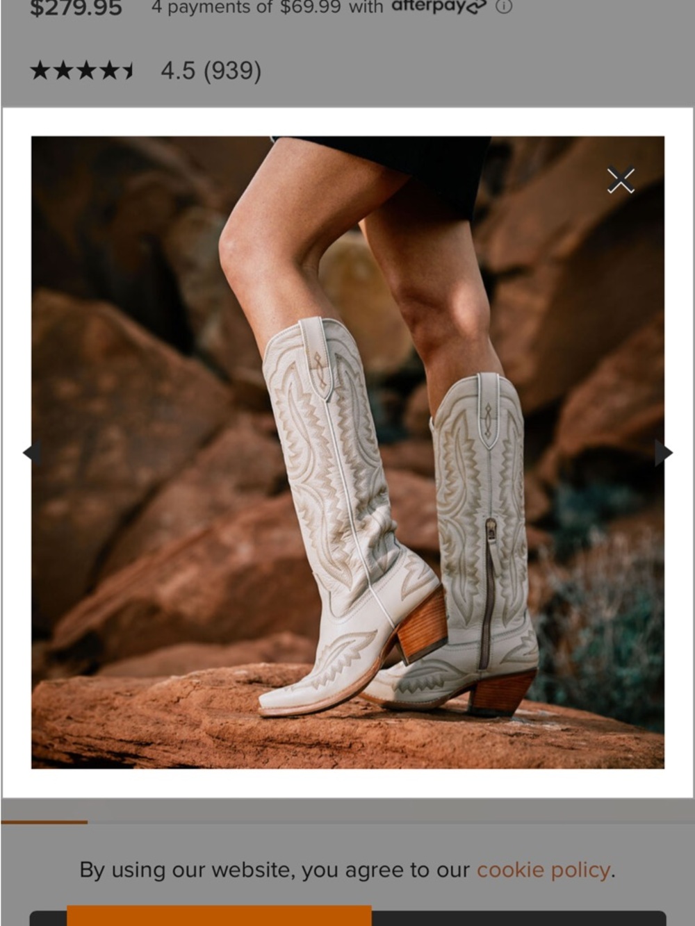 Ariat Casanova Cream Embroidered Western Boots - Picture 2 of 6